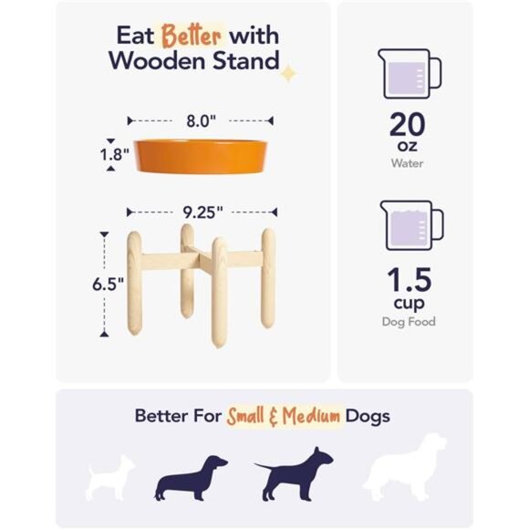 Ceramic Slow Feeder Dog Bowls Elevated for Small and Medium Breed, Dog Bowls - Picture 4 of 7